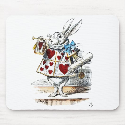 White Rabbit Alice Wonderland Hearts Muismat (Voorkant)