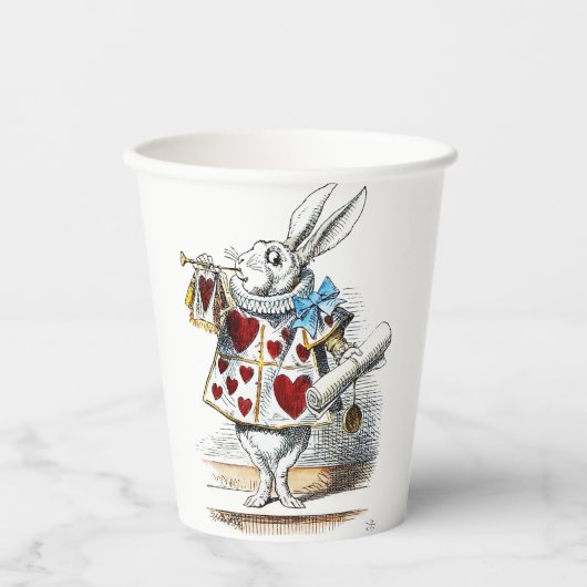 White Rabbit Alice Wonderland Hearts Papieren Bekers (Voorkant)