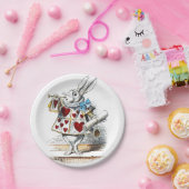 White Rabbit Alice Wonderland Hearts Papieren Bordje (Feest)