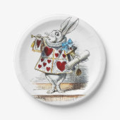 White Rabbit Alice Wonderland Hearts Papieren Bordje (Voorkant)