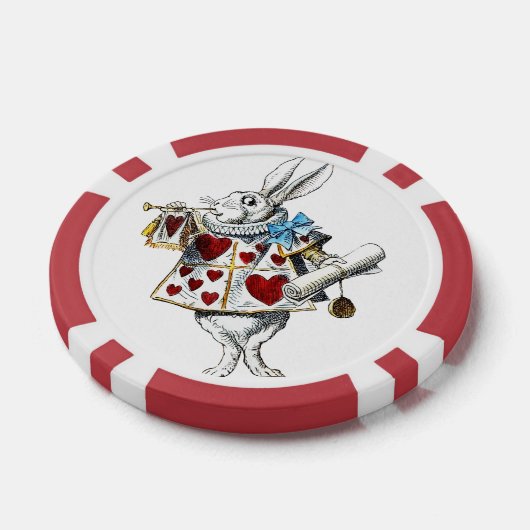White Rabbit Alice Wonderland Hearts Poker Chips (Enkel)