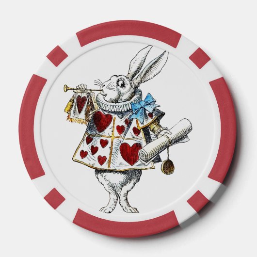 White Rabbit Alice Wonderland Hearts Poker Chips (Achterkant)