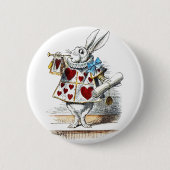 White Rabbit Alice Wonderland Hearts Ronde Button 5,7 Cm (Voorkant)