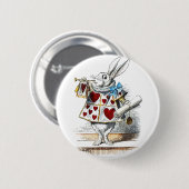 White Rabbit Alice Wonderland Hearts Ronde Button 5,7 Cm (Voorkant /achterkant)
