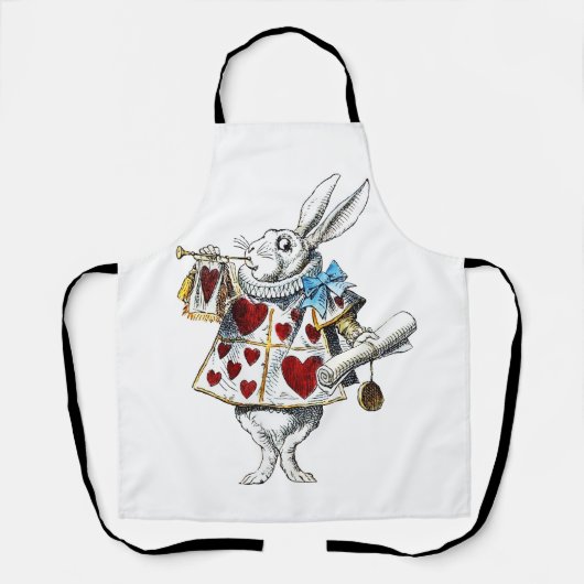 White Rabbit Alice Wonderland Hearts Schort (Voorkant)