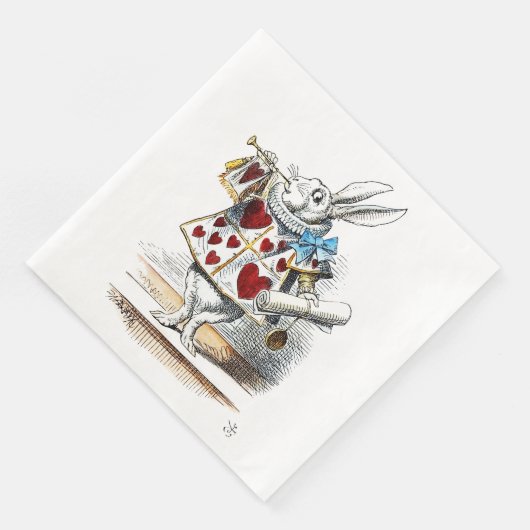 White Rabbit Alice Wonderland Hearts Servet (Hoek)