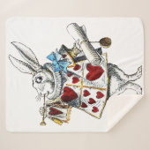 White Rabbit Alice Wonderland Hearts Sherpa Deken (Voorkant (horizontaal))