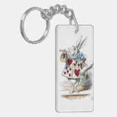White Rabbit Alice Wonderland Hearts Sleutelhanger (Voorkant Links)