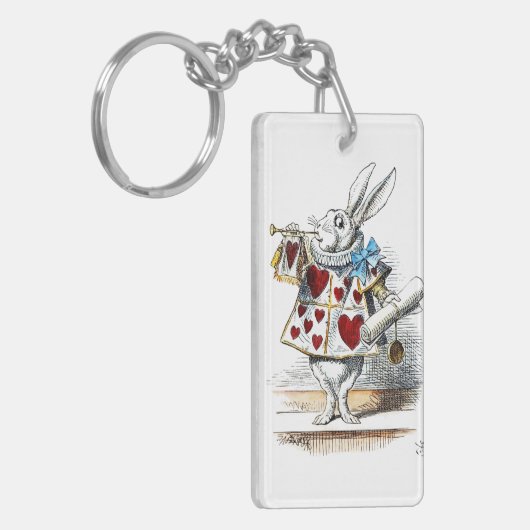 White Rabbit Alice Wonderland Hearts Sleutelhanger (Voorkant Links)