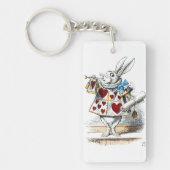 White Rabbit Alice Wonderland Hearts Sleutelhanger (Voorkant)