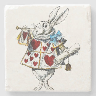 White Rabbit Alice Wonderland Hearts Stenen Onderzetter