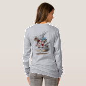 White Rabbit Alice Wonderland Hearts T-shirt (Achterkant volledig)