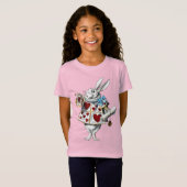 White Rabbit Alice Wonderland Hearts T-shirt (Voorkant volledig)