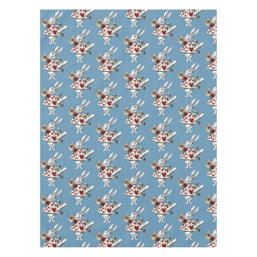White Rabbit Alice Wonderland Hearts Tafelkleed (Voorkant)