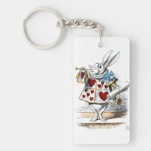 White Rabbit Alice Wonderland Hearts Tas Sleutelhanger