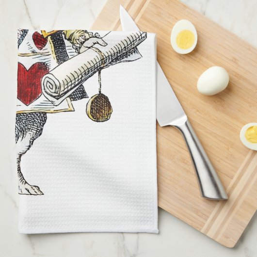 White Rabbit Alice Wonderland Hearts Theedoek (Quarter Fold)