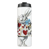 White Rabbit Alice Wonderland Hearts Thermosbeker (Voorkant)