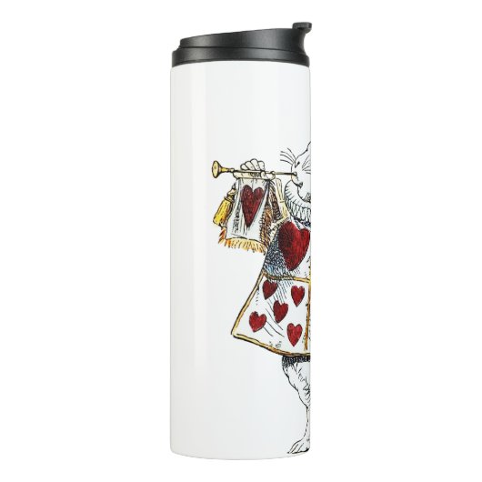 White Rabbit Alice Wonderland Hearts Thermosbeker (Gedraaid links)