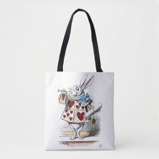 White Rabbit Alice Wonderland Hearts Tote Bag (Voorkant)