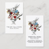 White Rabbit Alice Wonderland Hearts Visitekaartje (Voorkant / Achterkant)