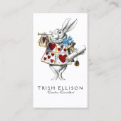 White Rabbit Alice Wonderland Hearts Visitekaartje (Voorkant)