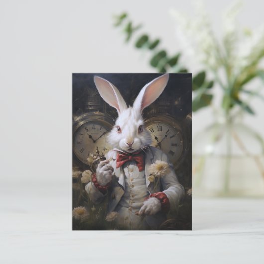 White Rabbit Altijd Laat Briefkaart (Staand voorkant)