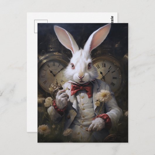 White Rabbit Altijd Laat Briefkaart (Voorkant / Achterkant)