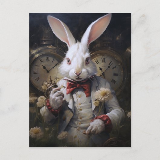 White Rabbit Altijd Laat Briefkaart (Voorkant)