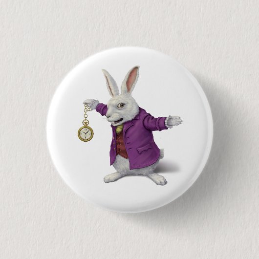 White Rabbit Badge Ronde Button 3,2 Cm (Voorkant)