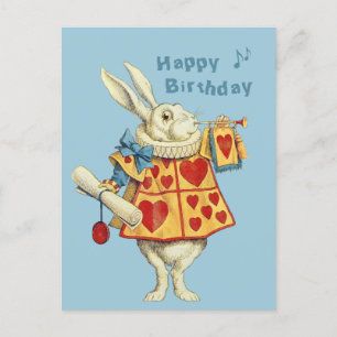 White Rabbit blauw trompet Happy Birthday CC1126 Briefkaart