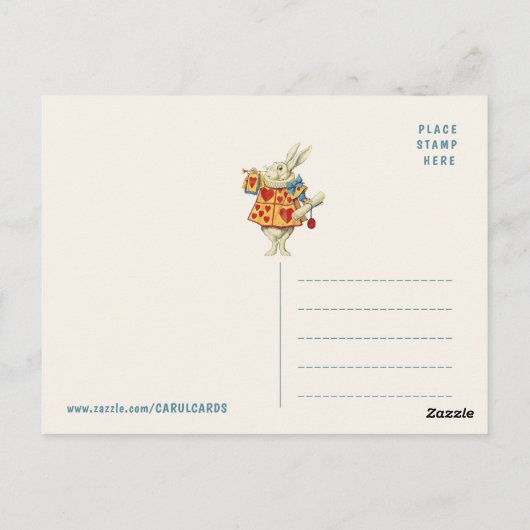 White Rabbit blauw trompet Happy Birthday CC1126 Briefkaart (Achterkant)