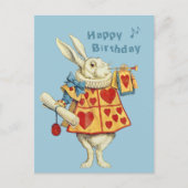 White Rabbit blauw trompet Happy Birthday CC1126 Briefkaart (Voorkant)