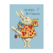 White Rabbit blauw trompet Happy Birthday CC1126