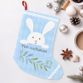White Rabbit Blue Diamond Shape Kleine Kerstsok