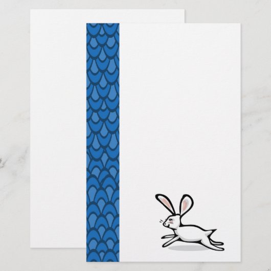 White Rabbit Blue Waves Briefpapier (Voorkant / Achterkant)
