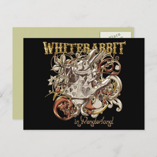 White Rabbit Carnivale Style (Gold Version) Briefkaart (Voorkant / Achterkant)