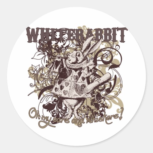 White Rabbit Carnivale Style Ronde Sticker (Voorkant)
