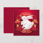 White Rabbit Chinees nieuwjaar Kaart (Voorkant / Achterkant)