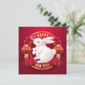 White Rabbit Chinees nieuwjaar Kaart (Staand voorkant)