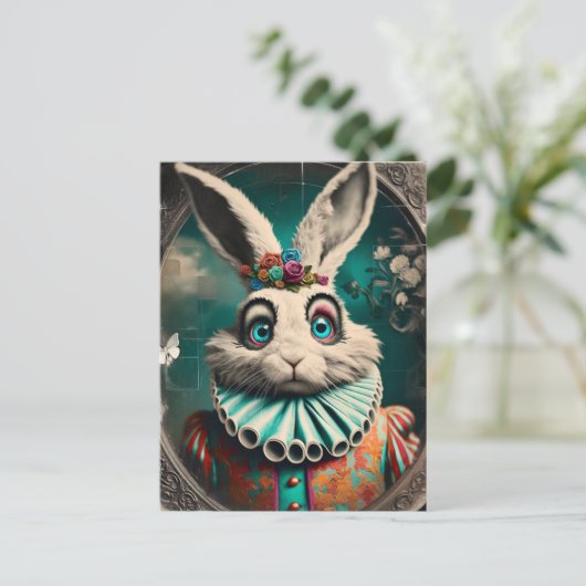 White Rabbit Clown  Briefkaart (Staand voorkant)