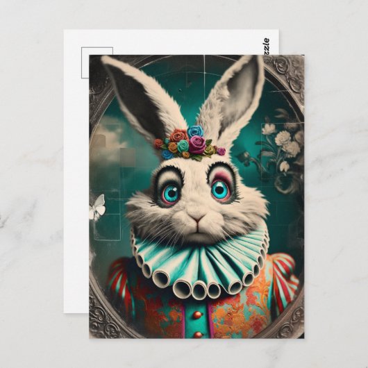 White Rabbit Clown  Briefkaart (Voorkant / Achterkant)