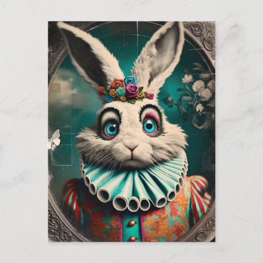 White Rabbit Clown  Briefkaart (Voorkant)