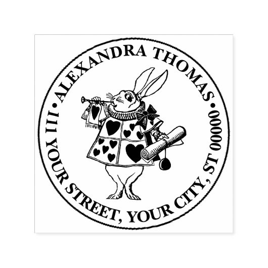 White Rabbit Court Trumpeter Alice in Wonderland 2 Zelfinktende Stempel (Design)