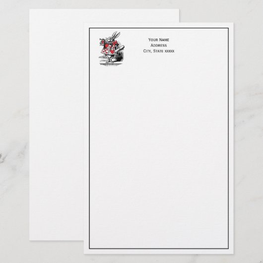 White Rabbit Court Trumpeter Alice in Wonderland Briefpapier (Voorkant / Achterkant)