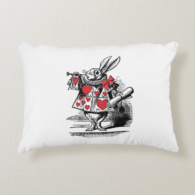 White Rabbit Court Trumpeter Alice in Wonderland Decoratief Kussen (Voorkant)