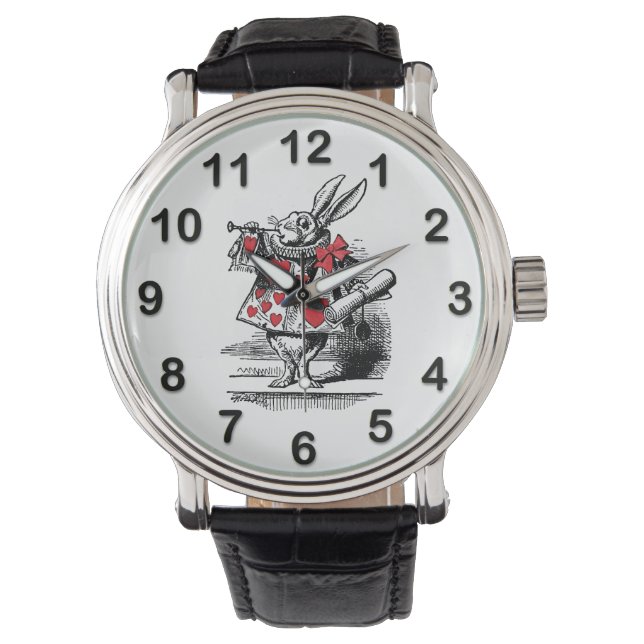 White Rabbit Court Trumpeter Alice in Wonderland Horloge (Voorkant)