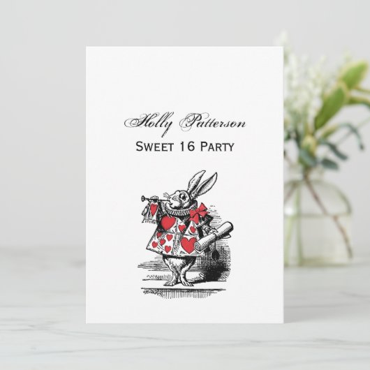 White Rabbit Court Trumpeter Alice in Wonderland Kaart (Staand voorkant)