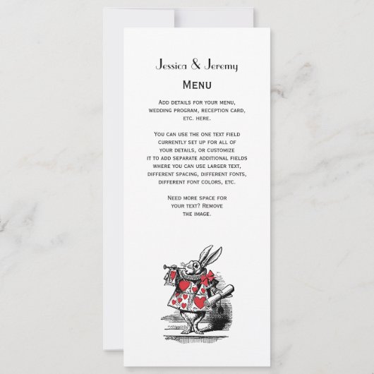 White Rabbit Court Trumpeter Alice in Wonderland Kaart (Achterkant)