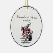 White Rabbit Court Trumpeter Alice in Wonderland Keramisch Ornament (Rechts)