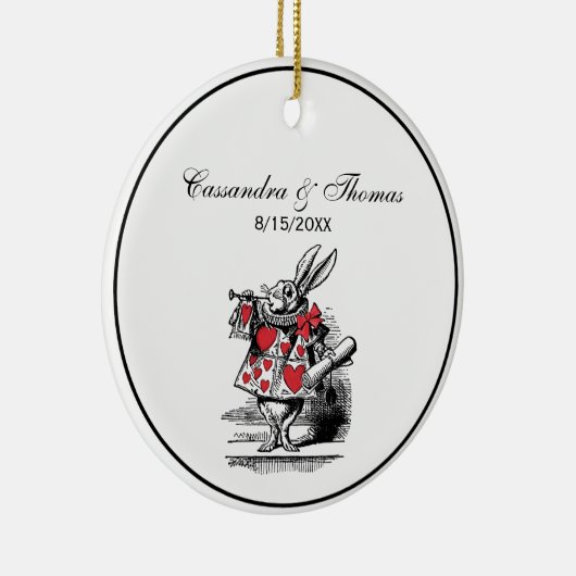 White Rabbit Court Trumpeter Alice in Wonderland Keramisch Ornament (Rechts)